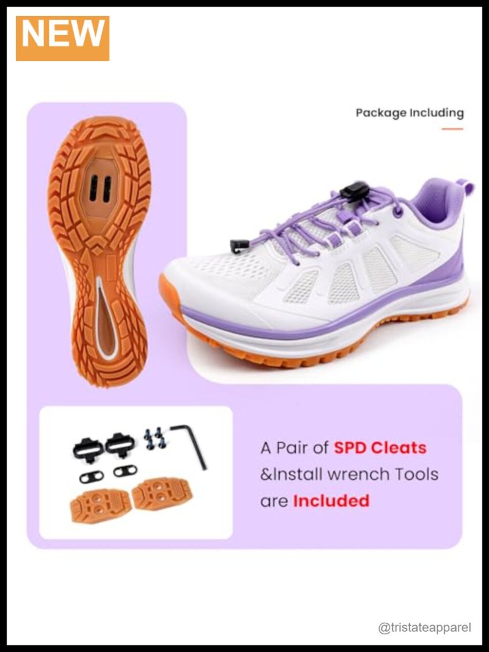 Women's Cycling Shoes with 2-Bolt SPD Cleats Breathable Mesh - Picture 3 of 5